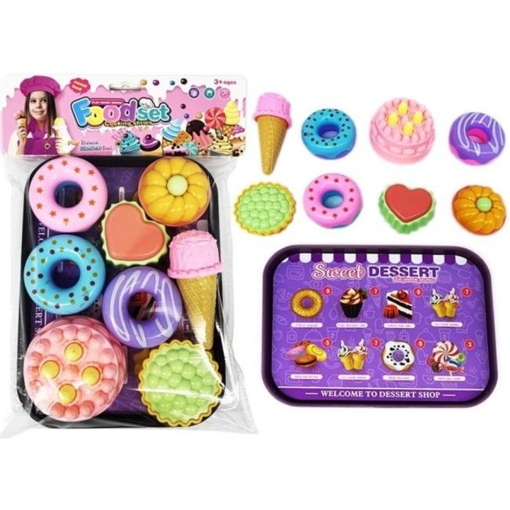 Set de joaca pentru copii, Merkpol, Food Set - Cooking Little, diverse deserturi, cu tava de servire