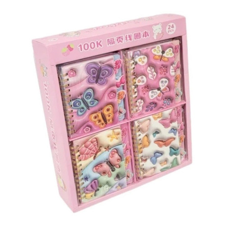 Set caiete Merkpol, 24 bucati, dimensiune practica, multicolor