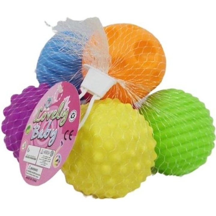 Merkpol 6 puha labda készlet, többszínű, érzékszervi és motoros fejlesztéshez, 30x30cm