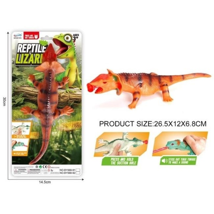 Interaktív játék, Merkpol, visszahúzható nyelvű gyík, 26cm, többszínű