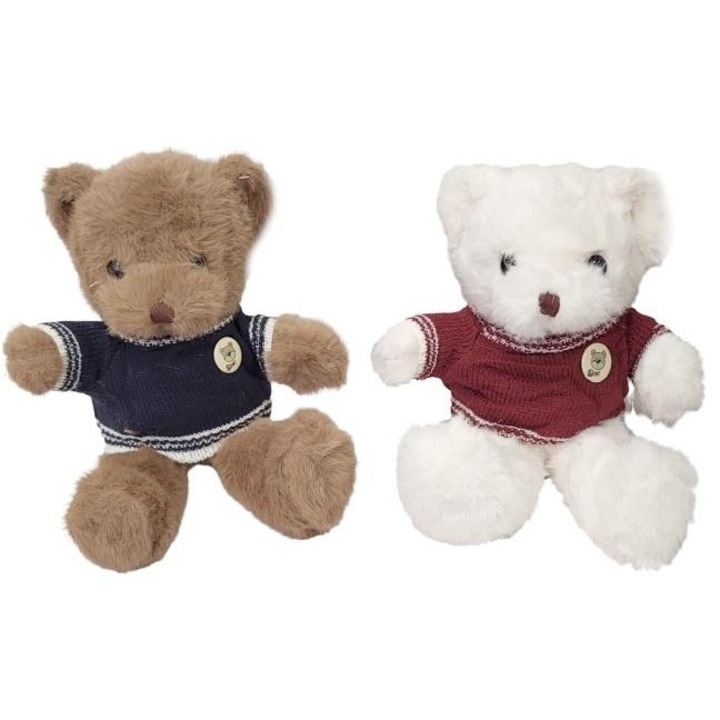 Ursulet de plus Merkpol 30cm, cu pulover colorat, ideal pentru cadou