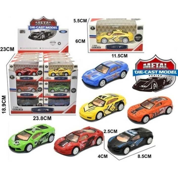 Masinute metalice Die-Cast 1:64, Merkpol, diverse culori, 8.5cm, set 24 bucati