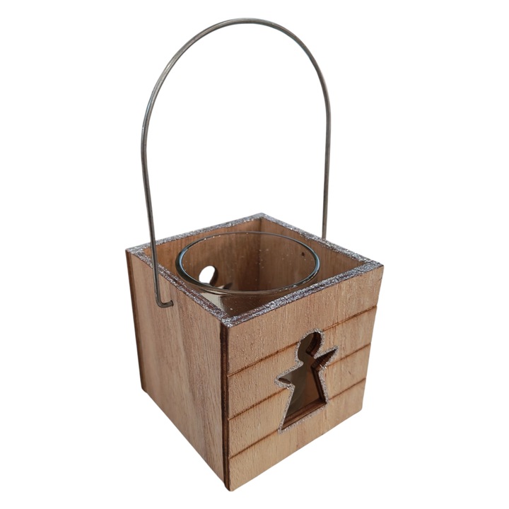 Suport lumânări din lemn cu model de îngeraș Jurapark