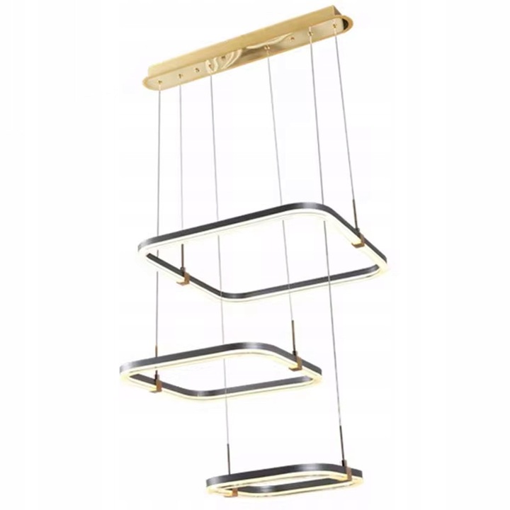 Lampa sufita LED 2251-6, 3 culori, aurie si gri antracit, dimabila, cu telecomanda, 65x120cm