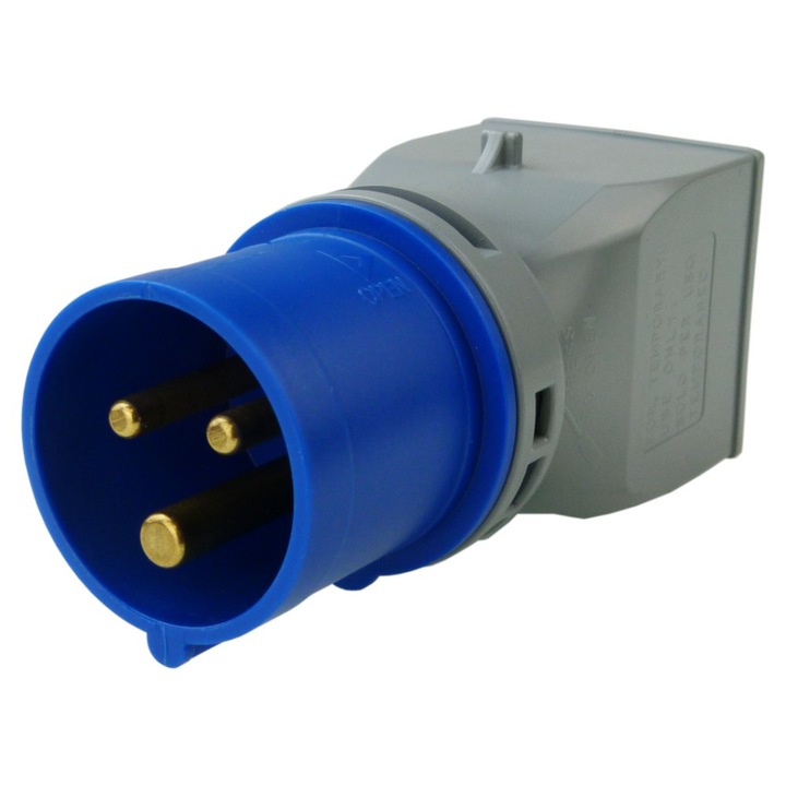 Adaptor CEE 16A la 230V, Marlanvil, gri cu albastru, 16A, 250V
