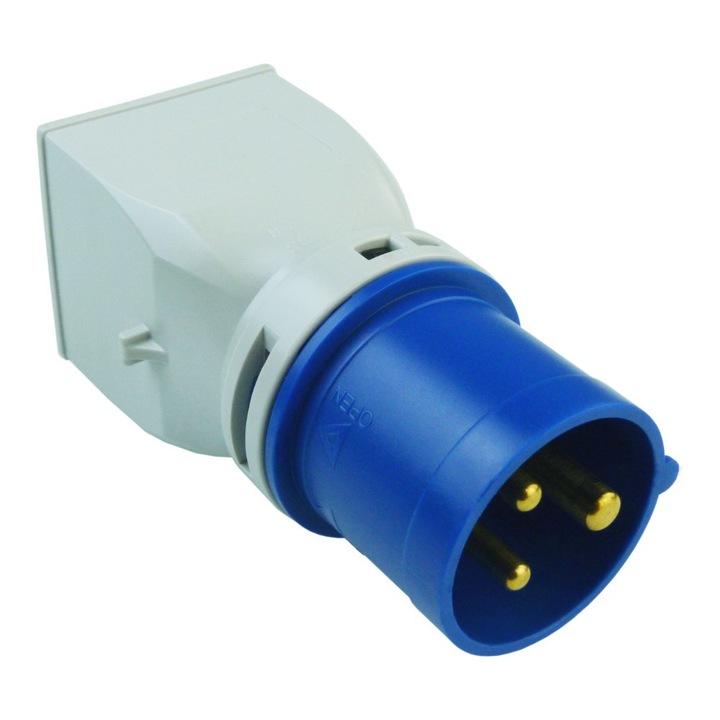 Adaptor priza CEE 16A la SCHUKO 230V Marlanvil, gri cu albastru, 3p
