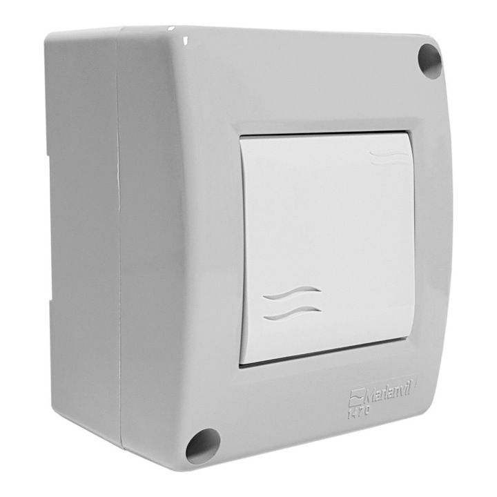 Marlanvil felületre szerelhető világításkapcsoló, IP40, szürke RAL 7035, 85x69x56mm