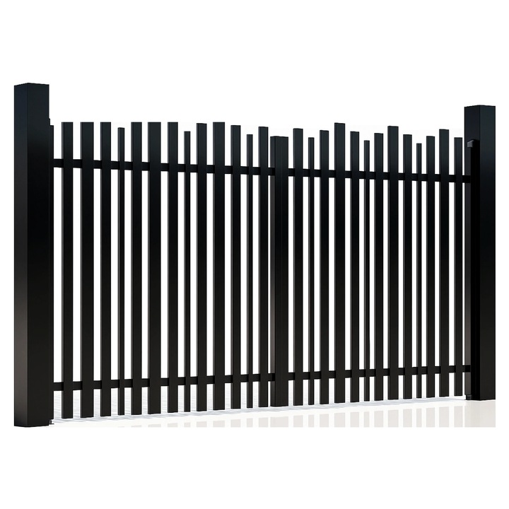 Poartă auto batantă, VIRTUOSO, Light Wave, aluminiu, 4000x1800mm, negru RAL 9005, set complet