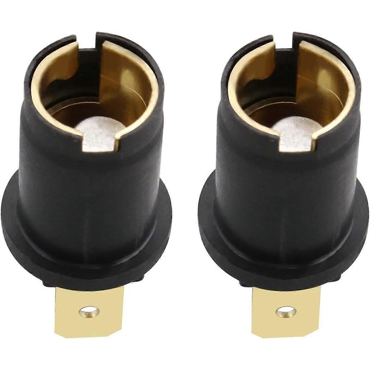 Set 2 suporturi pentru becuri 170790 pentru becuri Ba9S 989/233 6V/12V/24V, plastic si alama, rezistente la caldura