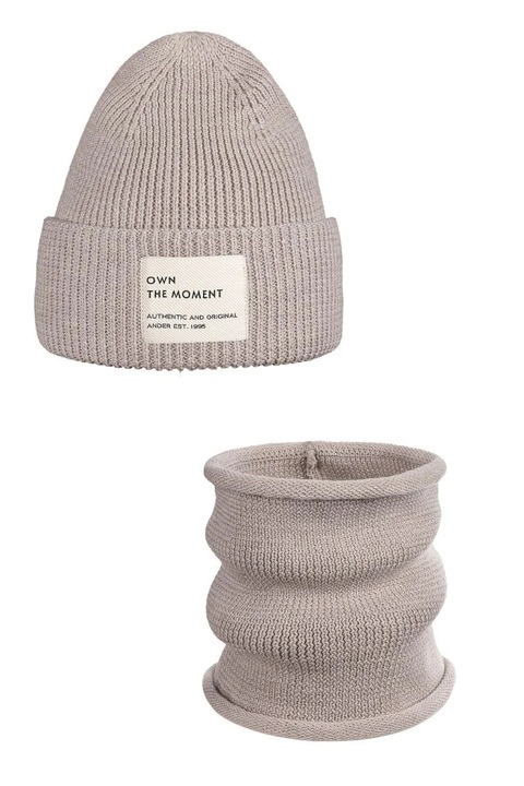 Set caciula si guler – 100% lana merinos BRIGID NEW – bej