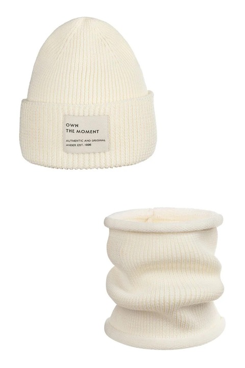 Set caciula si guler – 100% lana merinos BRIGID NEW – ecru