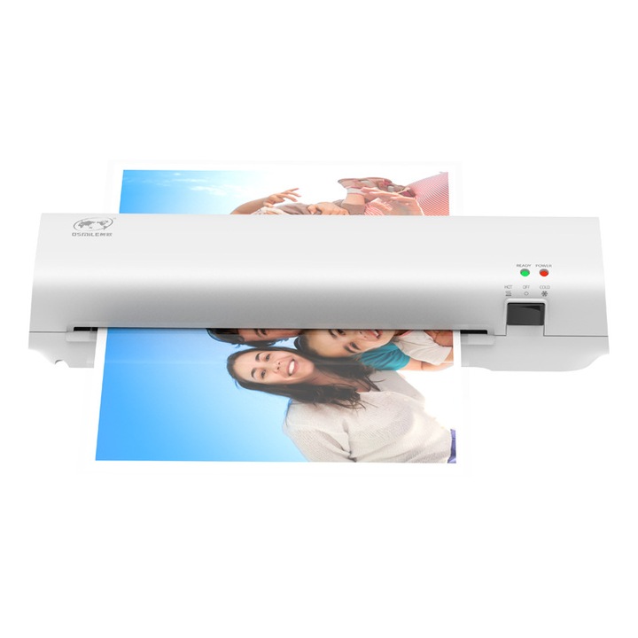 Laminator A4, set 4 in 1, alb, functie de prevenire a blocajelor, pentru birou si acasa