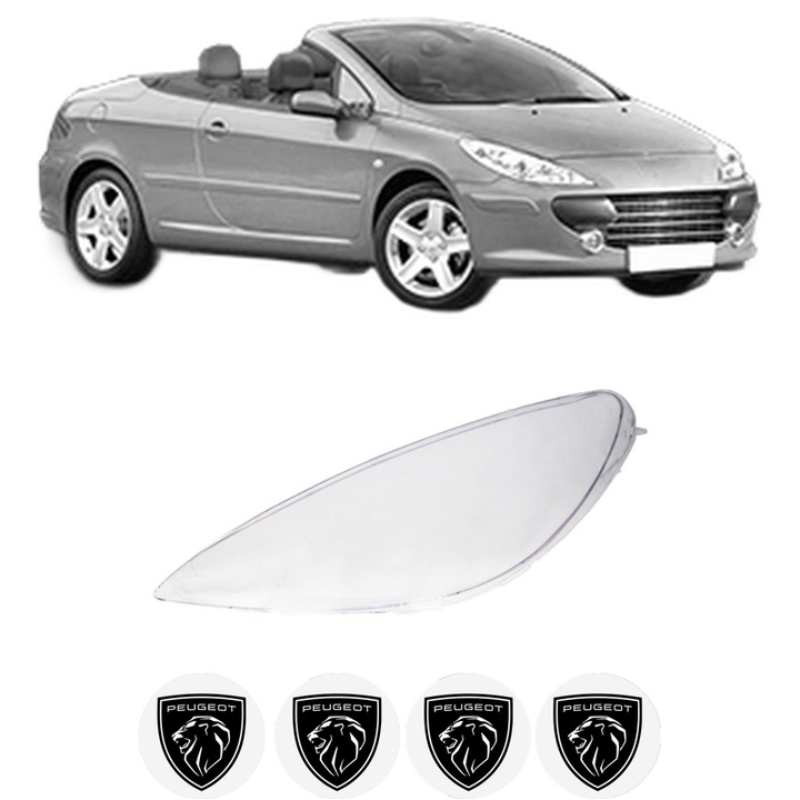 Sticla Far Stanga PEUGEOT 307 CC (3B) din 2003-2009, Auto, 4x Stickere auto cu PEUGEOT