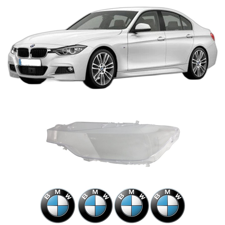 Sticla Far Stanga BMW Seria 3, F30, F31, F80 din 2011-2019, Auto, 4x Stickere auto cu BMW