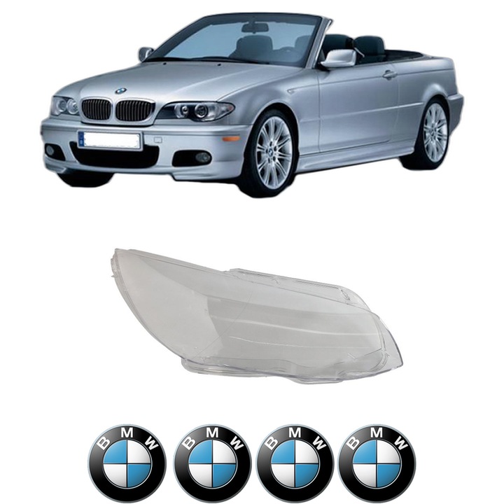 Sticla Far Dreapta BMW Seria 3, E92, E93 din 2006-2013, Auto, 4x Stickere auto cu BMW