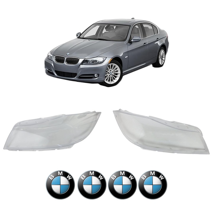 Set Sticle Far Stanga Dreapta BMW Seria 3, E90, E91 din 2004-2012, Auto, 4x Stickere auto cu BMW