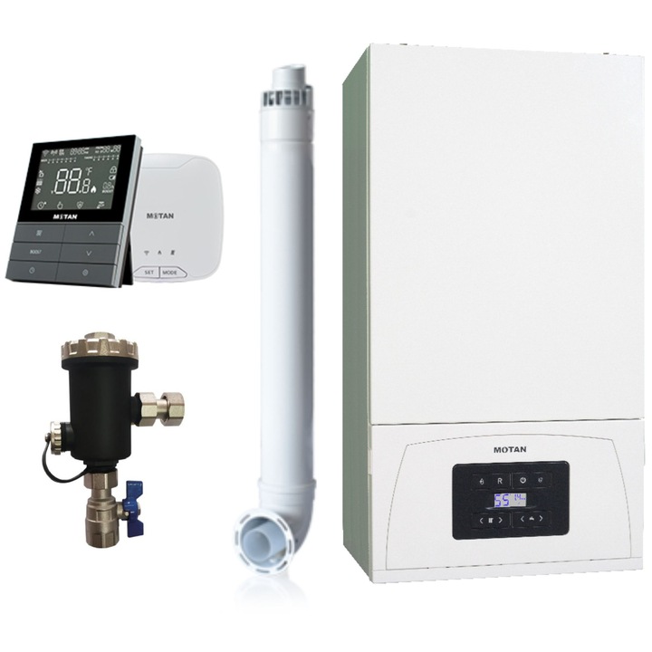 Set centrala termica Motan Condens 24 kW, termostat SMART TH510-WRTS, filtru antimagnetia 10000 gauss