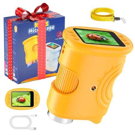 Microscop digital portabil pentru copii: microscop de buzunar cu ecran IPS de 2