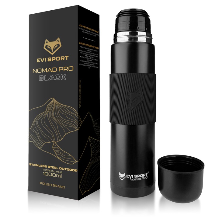 Termos Voiaj, Inox, Cald 12h, Rece 24h, 1000ml, EVI SPORT NOMAD PRO
