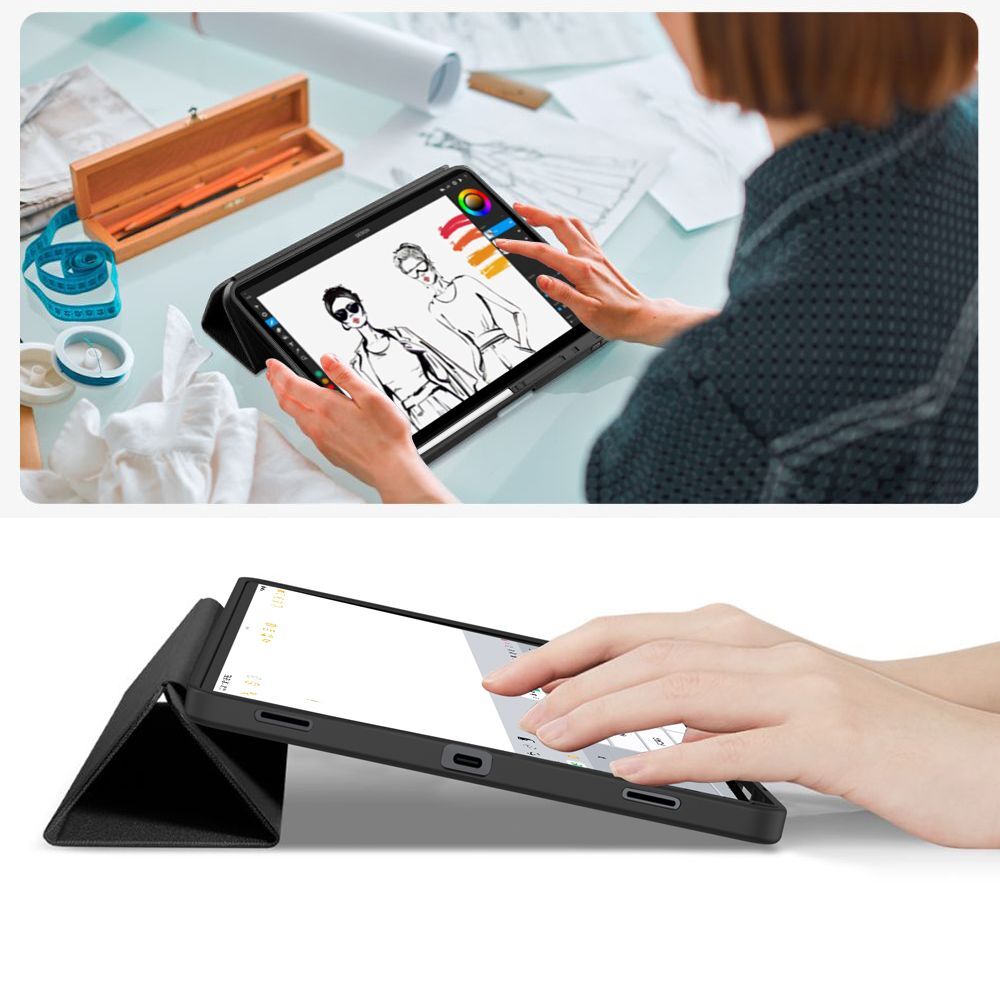 Husă tabletă compatibilă cu Samsung Galaxy Tab S10 ULTRA 14,6 inch (SM-X920, SM-X926B) - husă inteligentă neagră cu suport pentru creion
