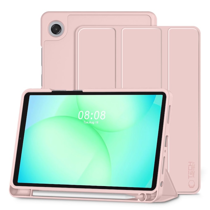 Калъф за таблет Samsung Galaxy Tab A11+ Plus (SM-X310, SM-X315, SM-X236) съвместим - розов смарт калъф за таблет, с държач за писалка
