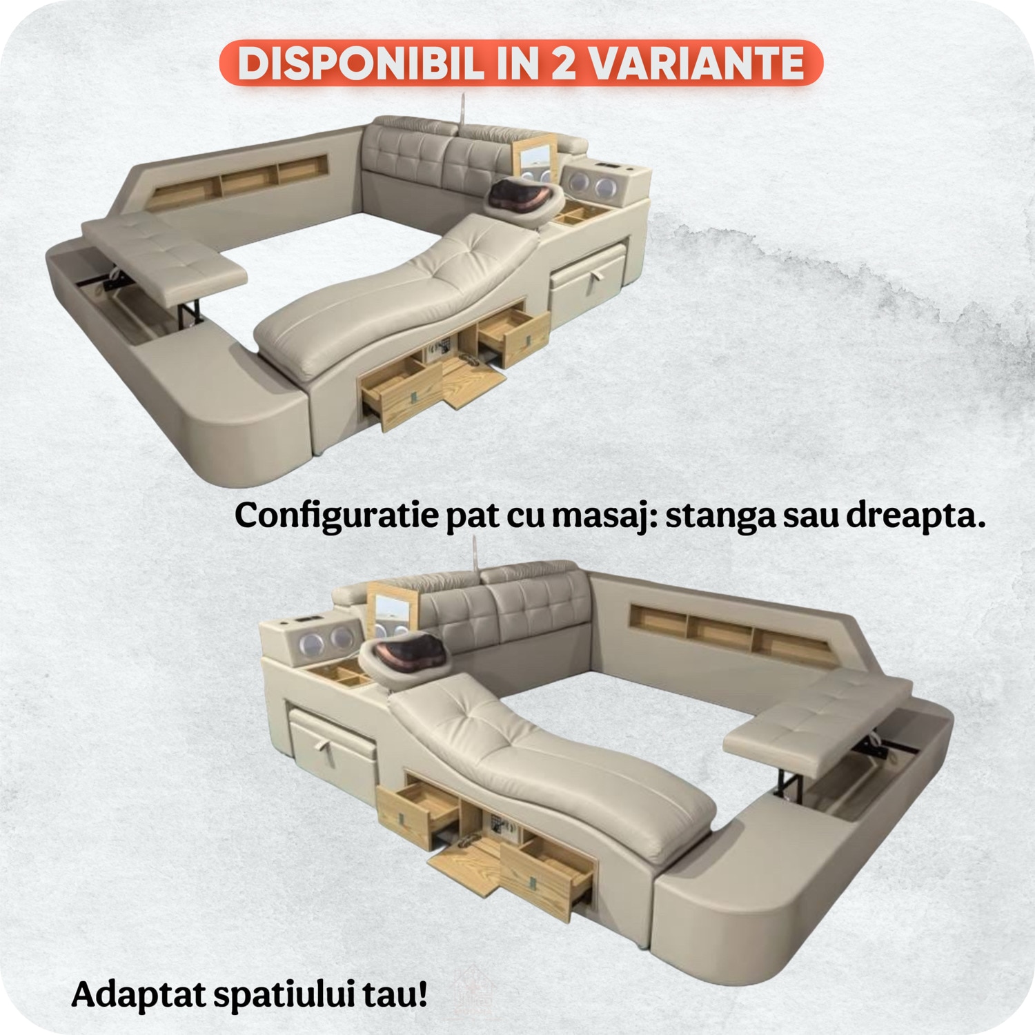 Pat Boxe Pat, dormitor, inteligent multifunctional King Size 180×200 cm, cu ...