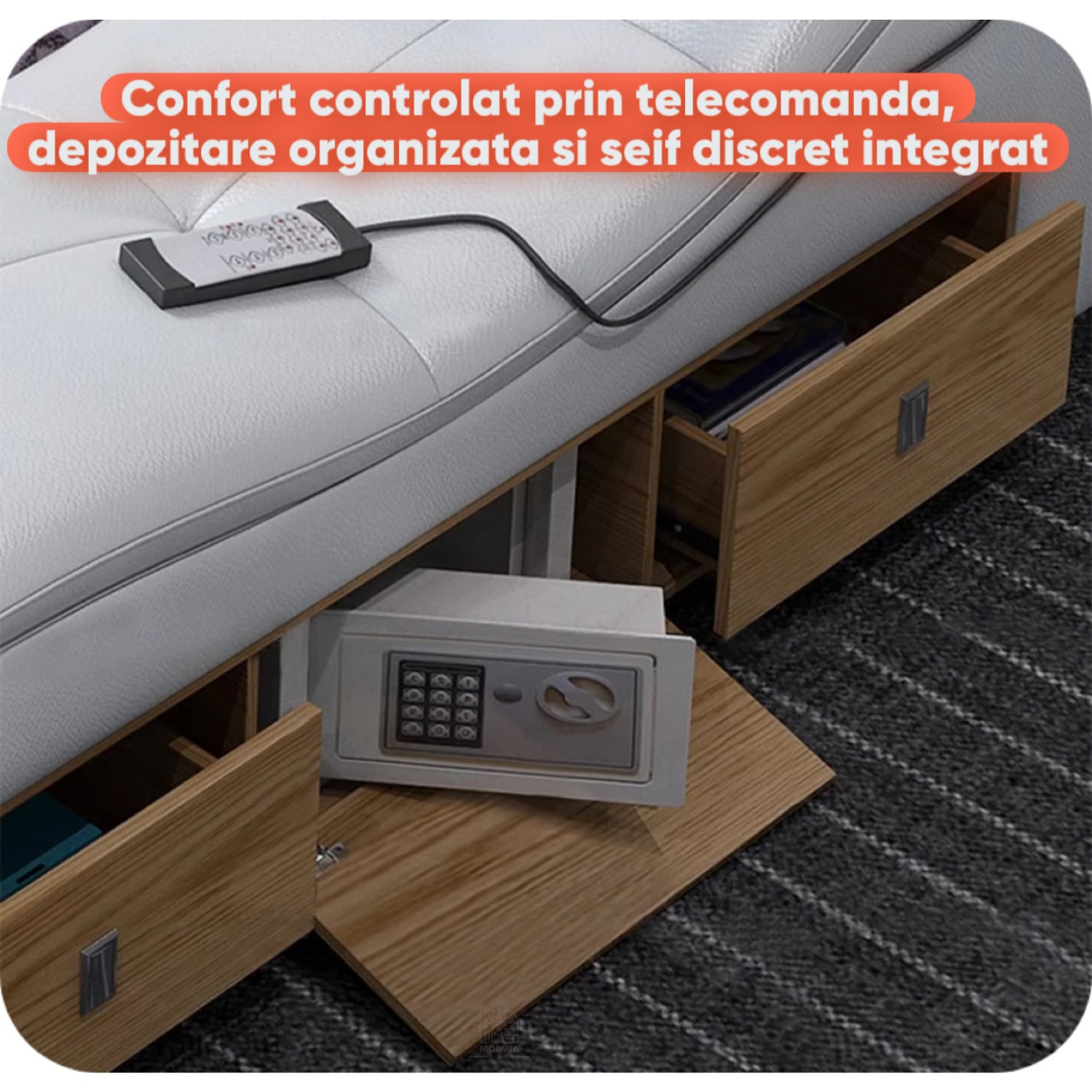 Pat Boxe Pat, dormitor, inteligent multifunctional King Size 180×200 cm, cu ...