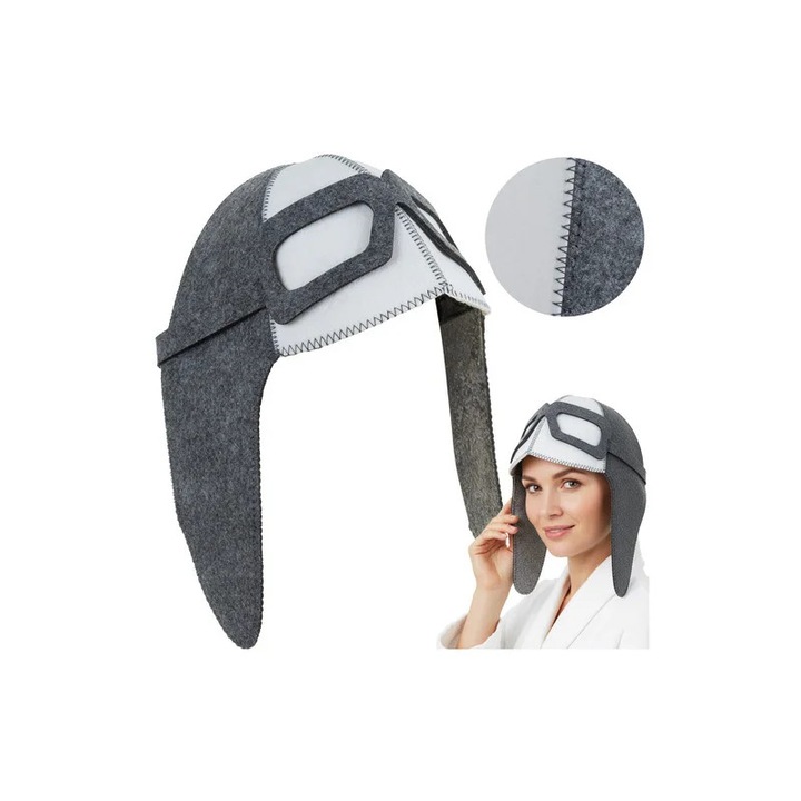 Caciula pentru sauna, protectie termica, forma aviator, universala, unisex, fetru