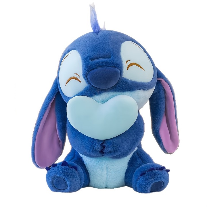 Papusa de plus PQKL-party, design in forma de inima, expresie adorabila, textura moale,60cm, Albastra