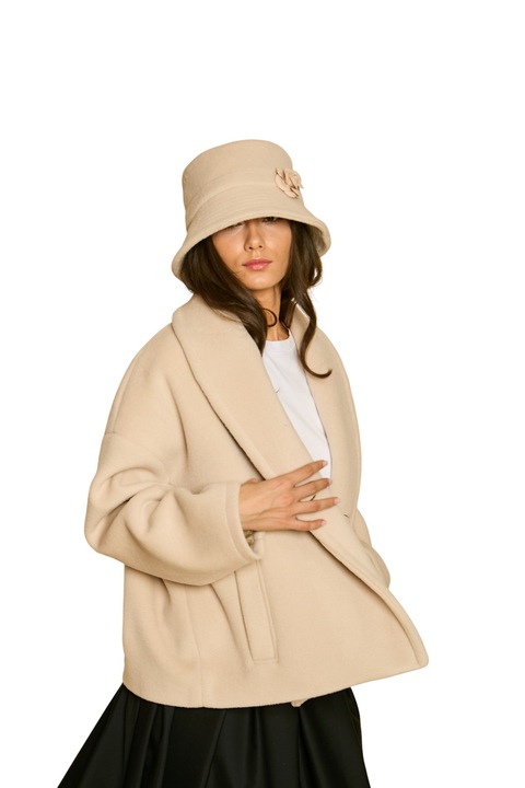 Palton scurt lână Gabriel, Ecru, Bej