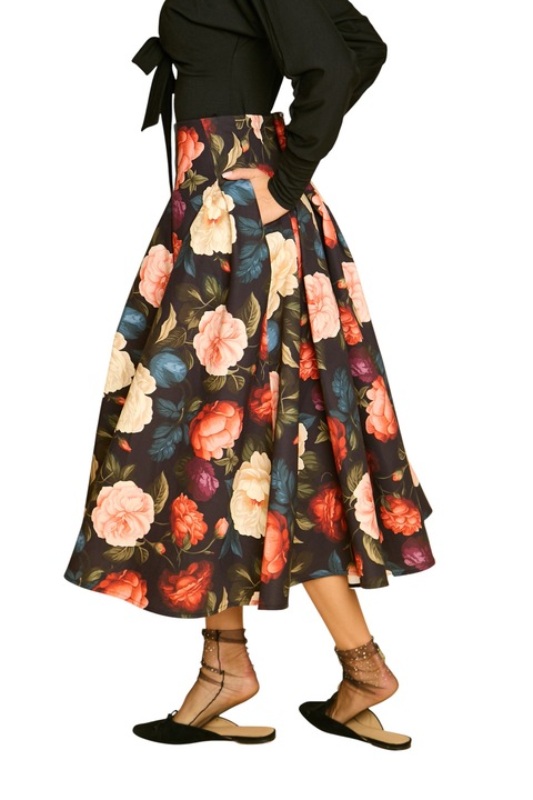 Pola Melani, Flori, Negru/Multicolor