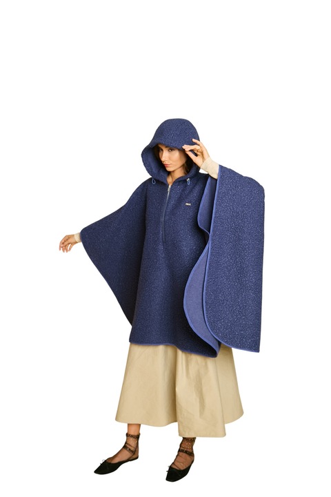 Pelerină de Lână cu Glugă, Rafael, Albastru