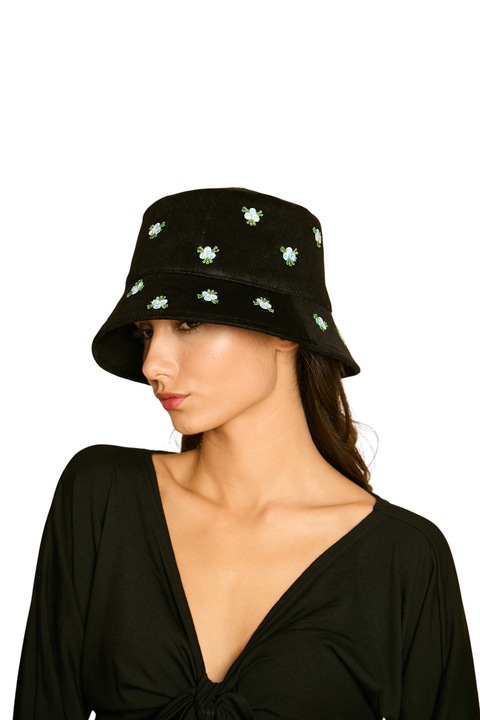 Pălărie de catifea Violette, Flori albastre