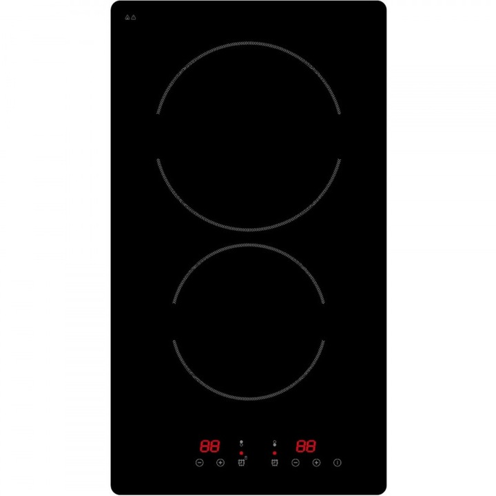 Керамичен плот за вграждане Crown VCPK32.C, 3000W, Двоен, Таймер 90 мин, Черен