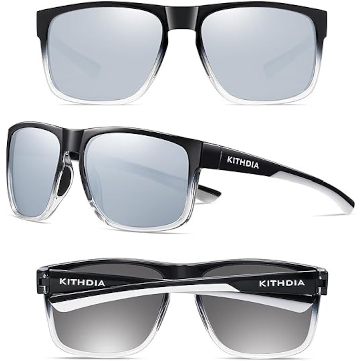 Ochelari de soare polarizati KITHDIA S5531 unisex, lentile gri TAC UV400, rama TR90 usoara, pentru condus, pescuit, golf, calatorii, sporturi outdoor