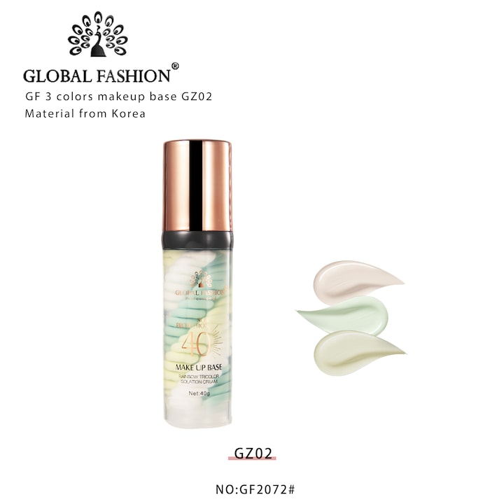 Baza de machiaj Global Fashion, 3 Spiral Skin Care, machiaj in 3 culori, cu SPF 40, GZ02