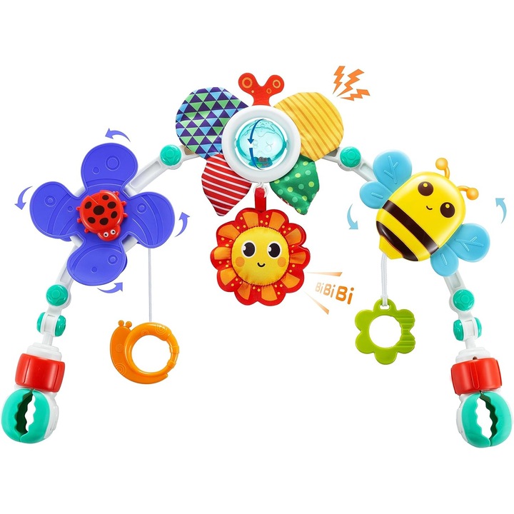 Jucarii pentru carucior / patut, Oricean, ABS, reglabil, cadou pentru bebelusi 0-3 ani, Multicolor