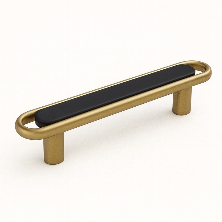 Maner Mobila Lungo Deluxe Negru Mat + Auriu Mat 128 mm