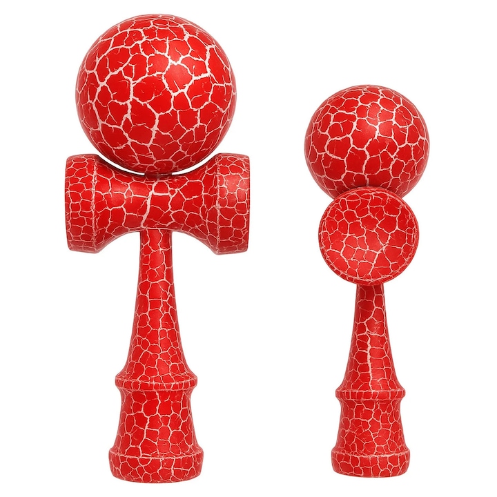 Jucarie de dexteritate din lemn, Kendama, Rosu