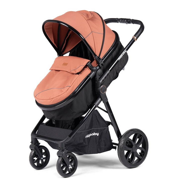 Carucior sport bebe, Rich Baby ERBV8, Pliabil, Cadru Aluminiu Usor, Landou Transformabil Sport, Sezut Reversibil, Roti Cauciuc cu Suspensii, Spatar Reglabil, 0-36 luni, Cos Accesorii, Black/Red