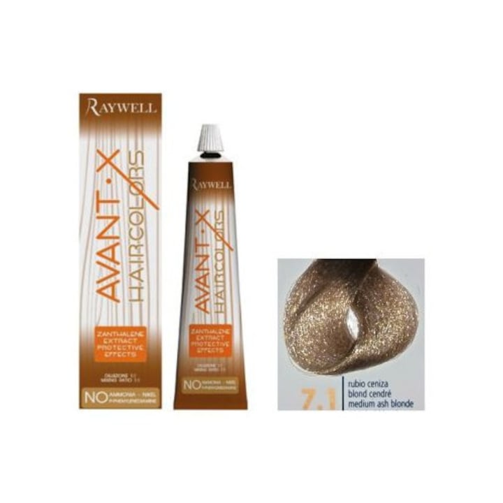 Vopsea de păr Raywell 7.1 blond mediu cenușiu