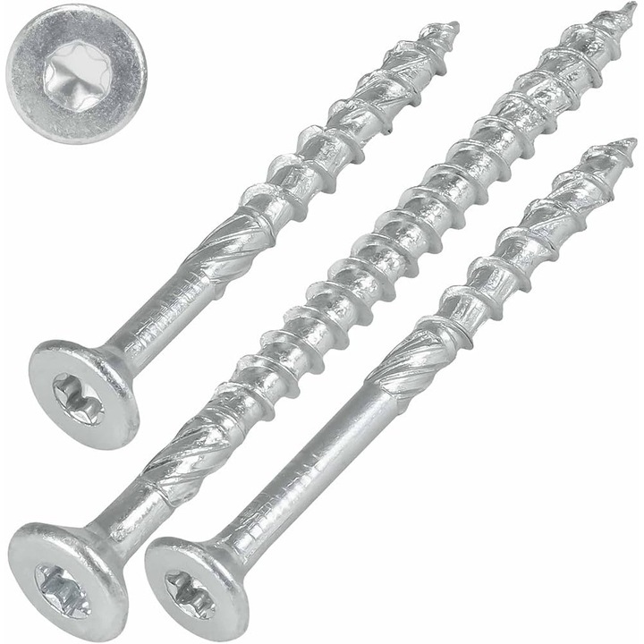 Set 500 Suruburi lemn pentru dulgherie, cap inecat, bit inclus, galvanizat TX20 - 4x70 mm