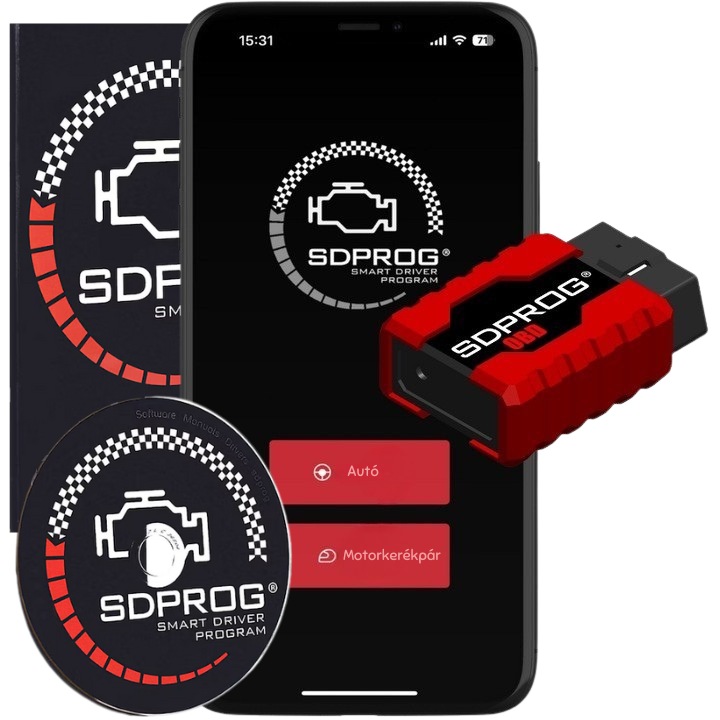 SDPROG OBD Autódiagnosztikai Interfész, fekete + SDPROG Diagnosztika program