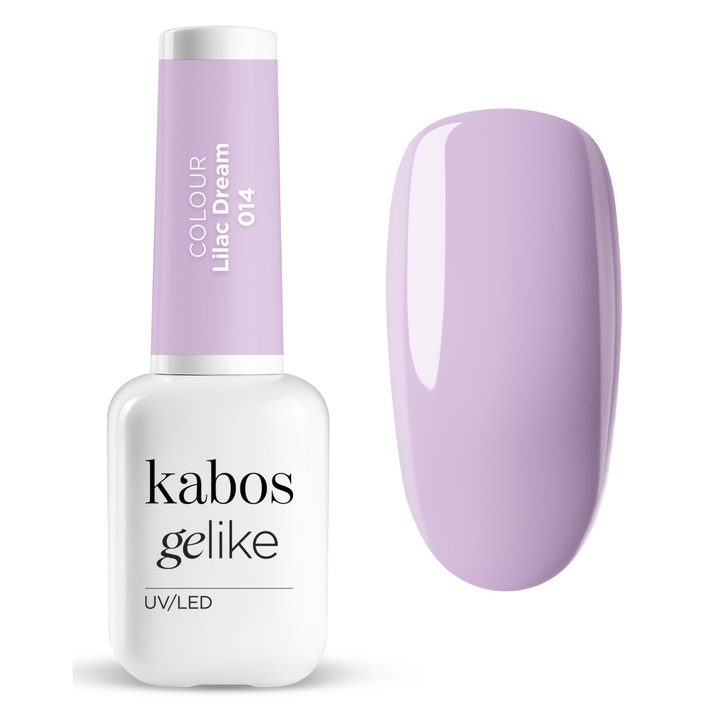 Лак за нокти, хибриден, UV/LED, Gelike 014 Lilac Dream, Kabos, 8ml, дълготрайно покритие, професионална четка, интензивен блясък﻿