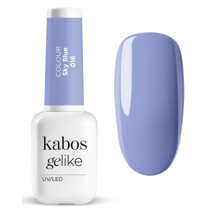 Lac de unghii semipermanent UV/LED, ultra rezistent si stralucitor, Kabos Gelike 016 Sky Blue, 8ml