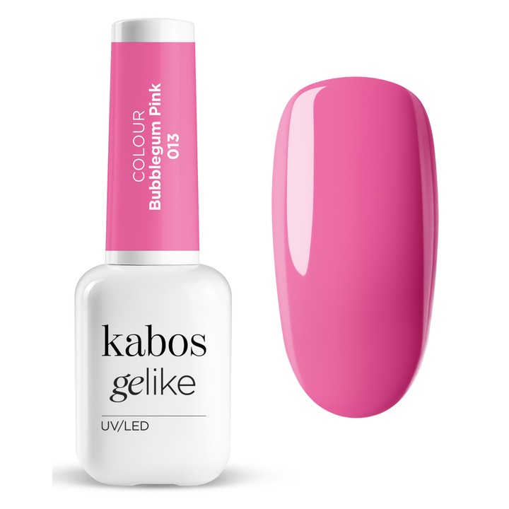 Lac de unghii semipermanent UV/LED, ultra rezistent si stralucitor, Kabos Gelike 013 Bubblegum Pink, 8ml