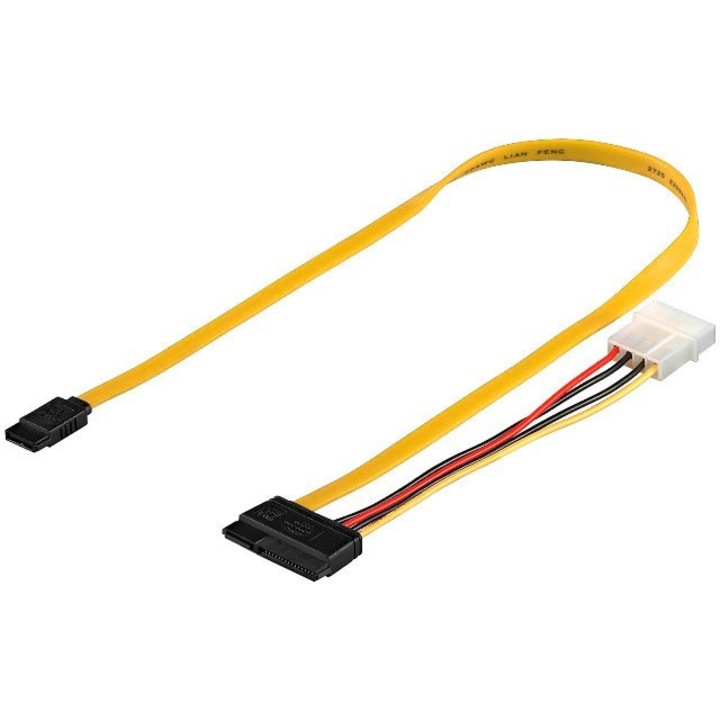 Cablu de date SATA3, H HCT TRONIC, 0.5m, cu Molex 4 pini