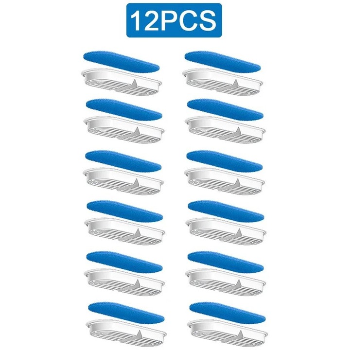 Aktív szénszűrő csere macska ivókúthoz, 12 db-os szett, fehér-kék