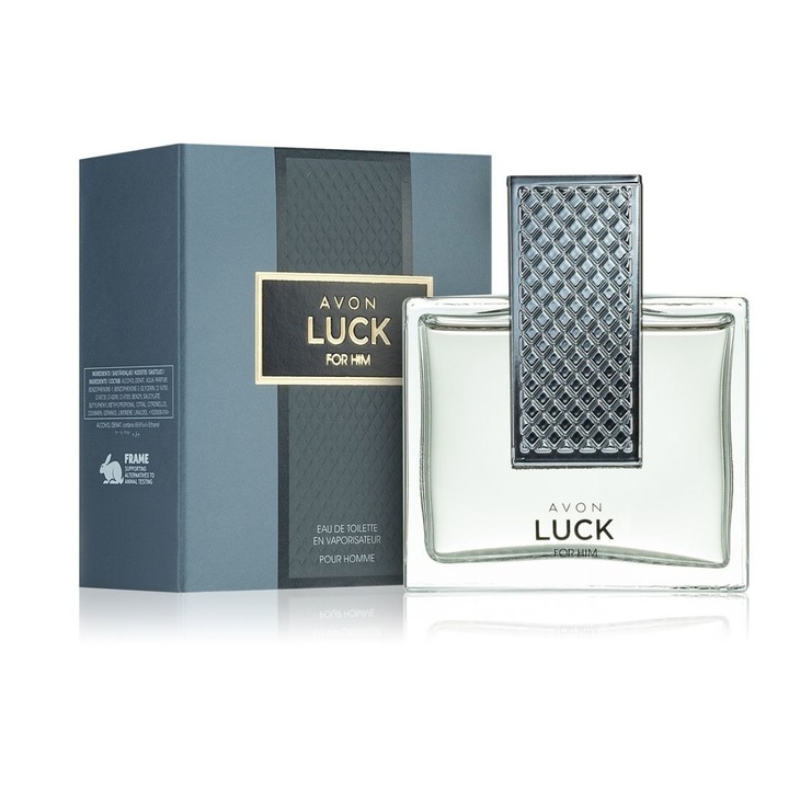 Avon Luck For Him Eau de Toilette 75 ml – aromás-fás férfi illat mandarin, rózsabors és szantálfa jegyekkel, tökéletes különleges alkalmakra és mindennapi viseletre
