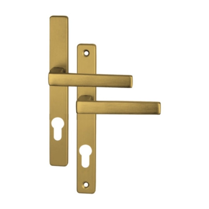 Mâner de ușă Brialma ACAPULCO, placă pentru cilindru, interax 85mm, pentru ușă profilată, bronz